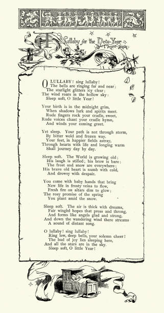 Lullaby for the New Year, Victorian 19th Century vintage illustration