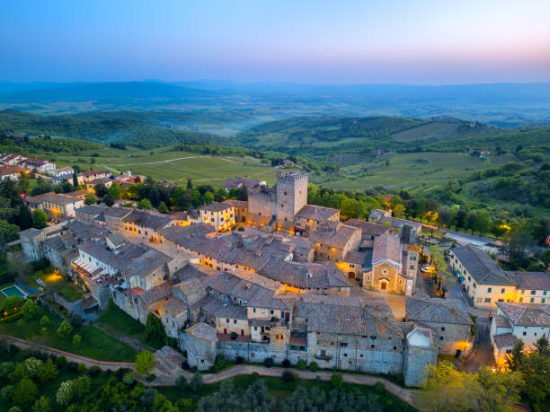 istock Castellina in Chianti, Tuscan medieval town from drone 2189441973