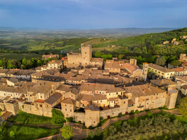 istock Castellina in Chianti, Tuscan medieval town from drone 2189441985