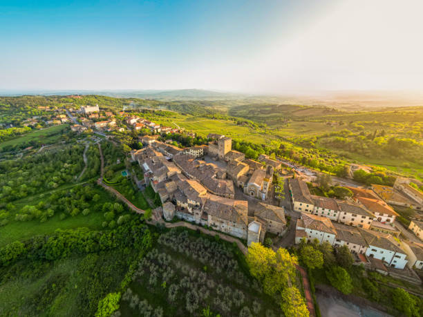 istock Castellina in Chianti, Tuscan medieval town from drone 2189442003