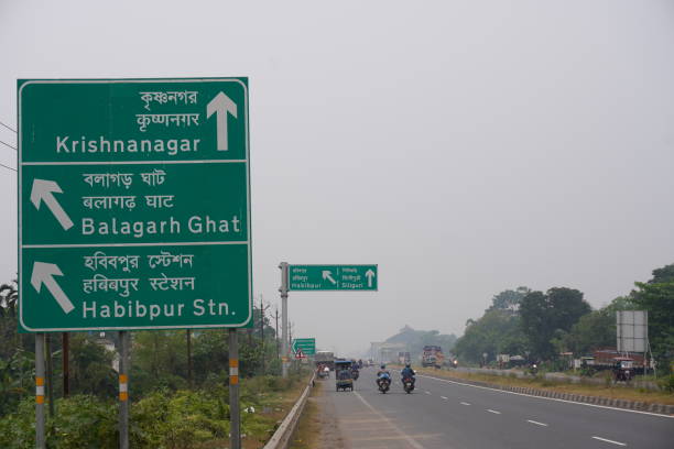 istock Road direction board beside the Indian highway for public help 2189446467