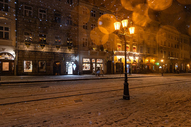istock Market square in Lviv  in winter at night 2189457932