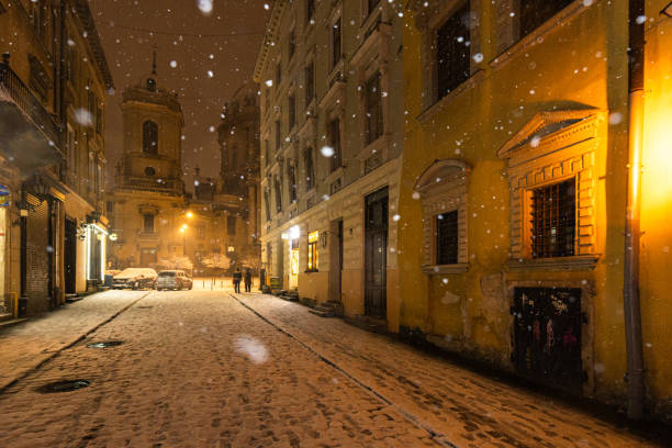 istock Market square in Lviv  in winter at night 2189458008