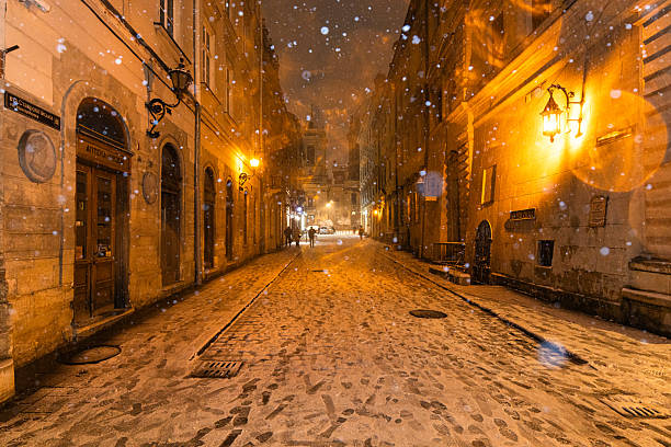 istock Market square in Lviv  in winter at night 2189458013