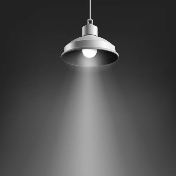 istock 3D, black realistic chandelier shining on a dark background. For advertising concepts, interior, technology, energy. Vector illustration. 2189458367