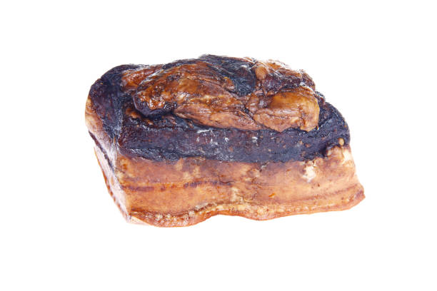 istock Smoked bacon slices, isolated on white background 2189470744