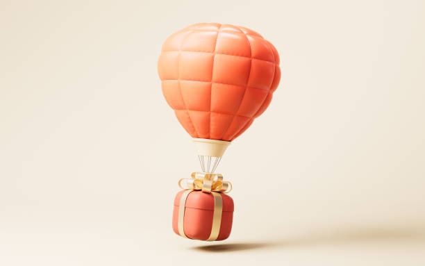 istock Inflatable hot air balloon with cartoon style, 3d rendering. 2189474389
