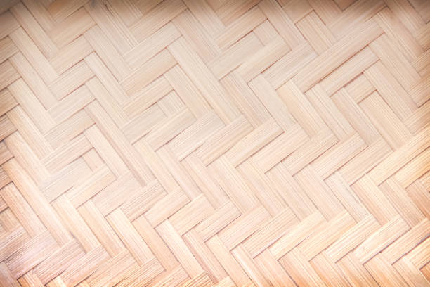istock Seamless patterns of bamboo wooden with woven mat texture bright brown background 2189491740