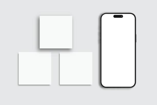 istock Smartphone mockup with social media post interface mockup. Social media mobile app page template design for user carousel post feed. Vector design user interface template on social network 2189496346