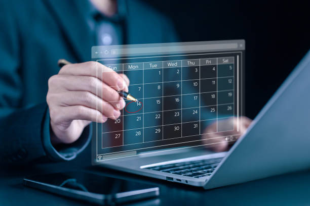 istock Calendar day schedule on laptop 2189502836