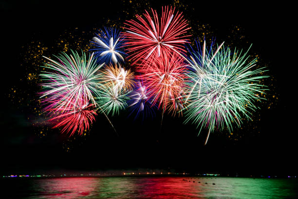 istock Colorful fireworks celebration and the midnight sky background. 2189503820