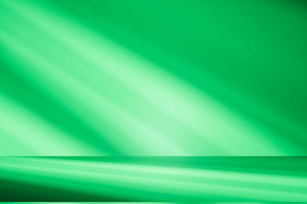 istock Studio style background wall decoration presentation uses white and green tones. with shadows cast from a nearby window, concept creating a decorative 2189504691
