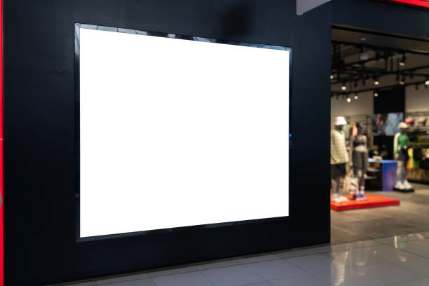 Mockup blank advertising display in a shopping area, ready for promotional content.