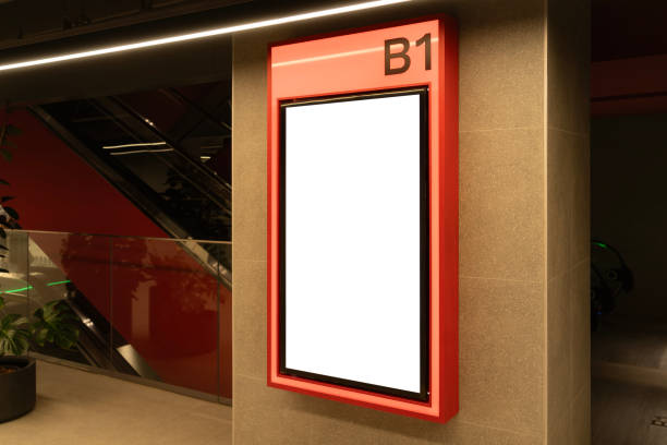 istock Mockup blank billboard with red frame situated in shopping mall 2189509558