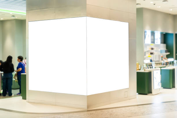istock Mockup Blank billboard or LED advertising two face on pillar in shopping mall. 2189509780