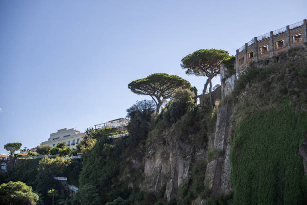 Sorrento town on hills view with blue sky.