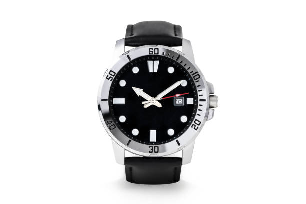 Luxury watch isolated on white background. With clipping path for artwork or design. black