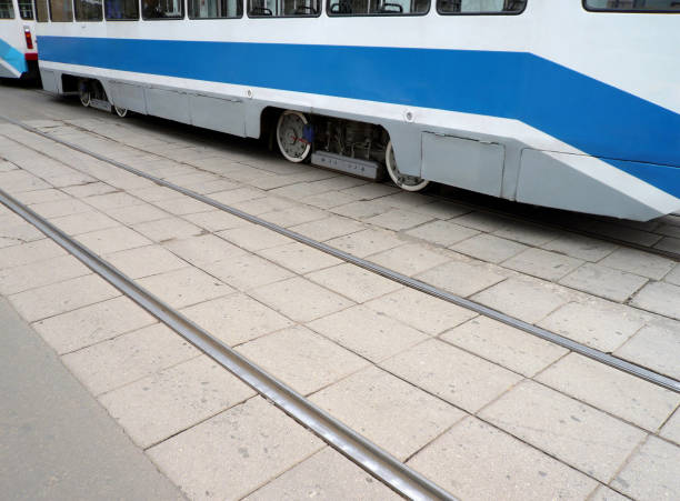 tramway on street stock photo