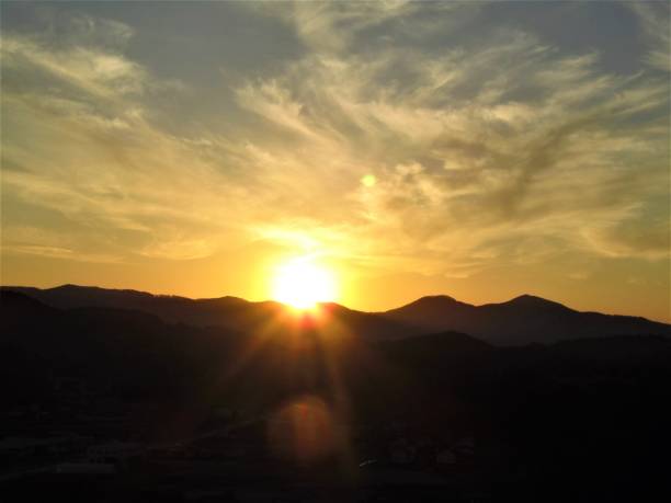 Sunset in the mountains. Ibaraki Prefecture,