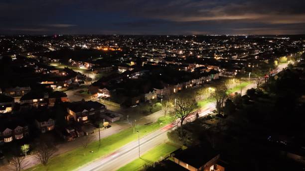 istock Suburban Nightscape Aerial View 2189539306