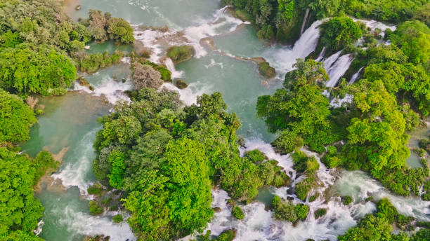 Aerial Photography Of Detian Waterfall, Chongzuo, Guangxi, China,Asia.
