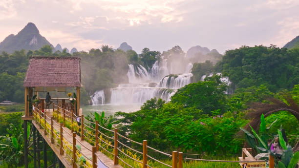 Aerial Photography Of Detian Waterfall, Chongzuo, Guangxi, China,Asia.