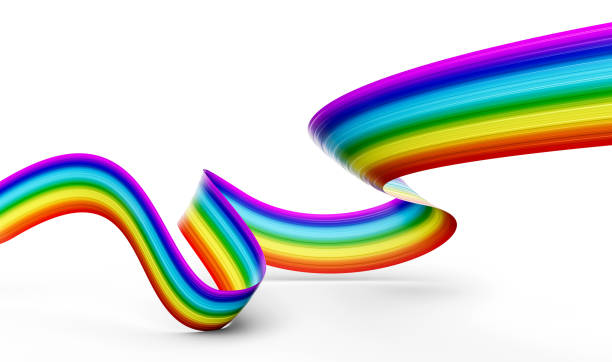 3d Flag Of Rainbow 3d Wavy Shiny Rainbow Ribbon Isolated On White Background 3d Illustration stock photo
