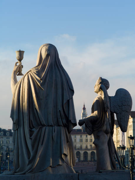 Rome, Italy - December 19, 2024: statue of St. Catherine from Siena made by Francesco De Rossi, 17th century. This statue is placed outside the church of \
