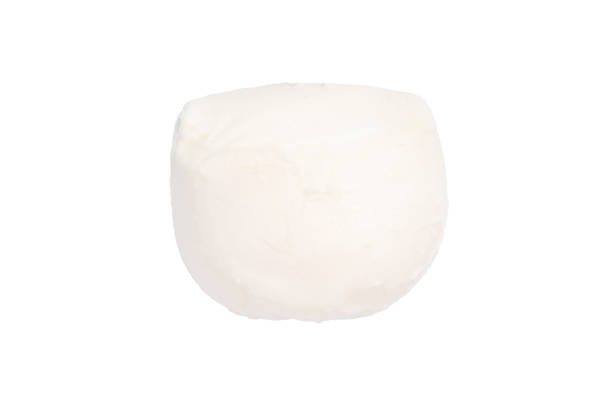 istock Piece of white mozzarella isolated on white background. top view 2189548997