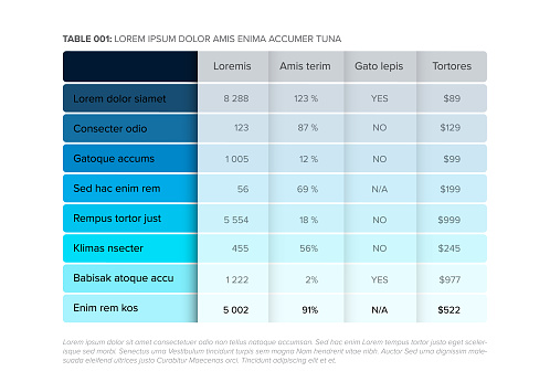 Id Table Blue Simple Stylized Blue Data Table With Shaded Rows Layout Template Stock ...