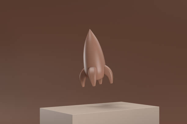 istock A brown rocket is flying in the air 2189559905