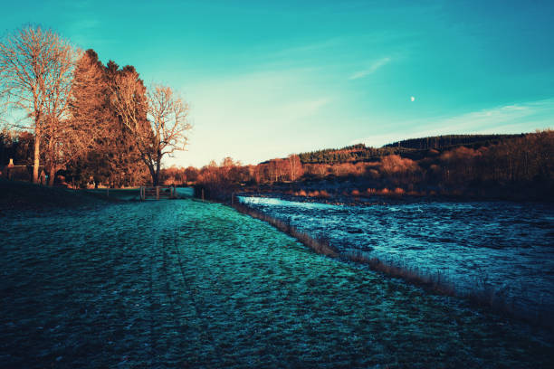 River Dee at sunset, by Banchory, Royal Deeside, Scotland.