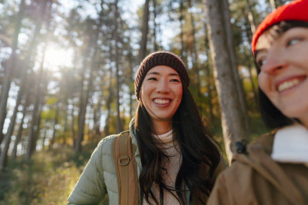 Female friends hiking together