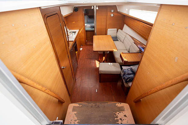 istock Old sailboat interior, main room, yacht 2189571726