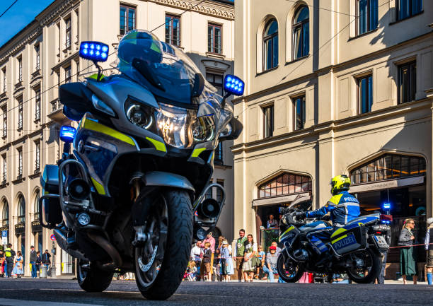 Munich, Germany - September 22: typical german police vehicle in the old town of munich on September 22, 2024