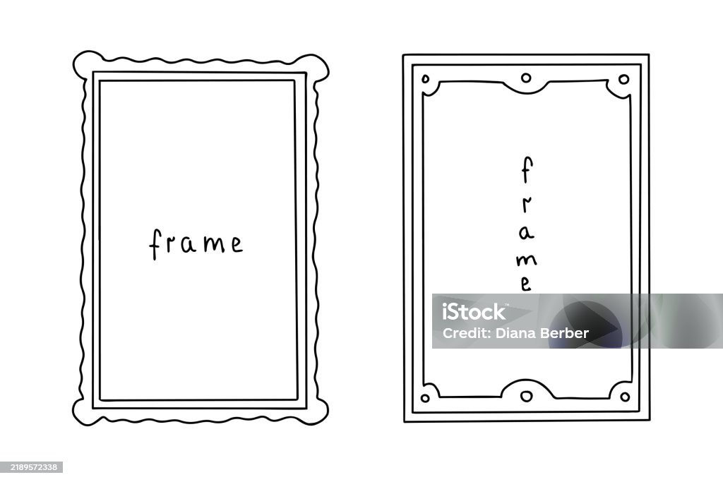 Two Text Frame Two Blank Text Frames And Picture Borders Empty Hand Drawn Doodle Text ...