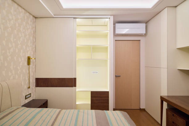 istock A Modern Bedroom with WellOrganized Closet Space and Efficient Air Conditioning System 2189573523