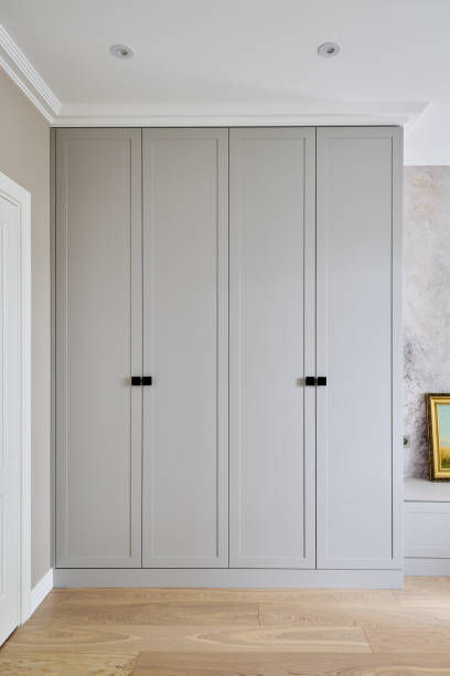 istock This gray wardrobe features a sleek, minimalist design, ideal for modern living spaces 2189573720