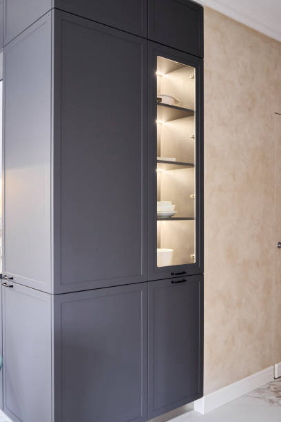 istock Discover a Modern Stylish Kitchen Cabinet Complete with Elegant Display Shelves for Your Home 2189573943
