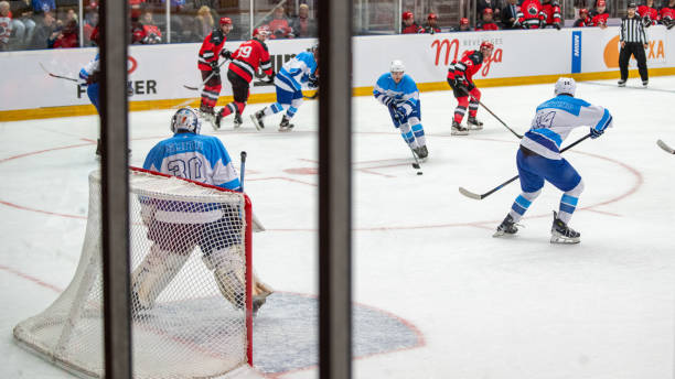 istock Intense Professional Hockey Match in Action 2189576048