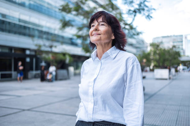 istock Confident woman commuting outdoors in modern urban setting. 2189579182