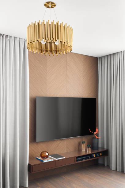 Discover a stunning modern living room decor featuring elegant lighting and a chic TV setup