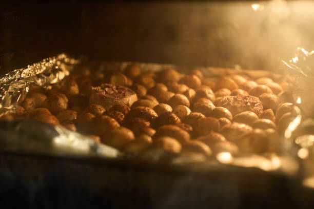 Golden snacks are roasting beautifully in the oven, creating a wonderfully warm and inviting atmosphere