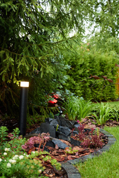 istock A Serene Garden Landscape that Features Beautiful Lighting and Decorative Rocks Elements 2189581223