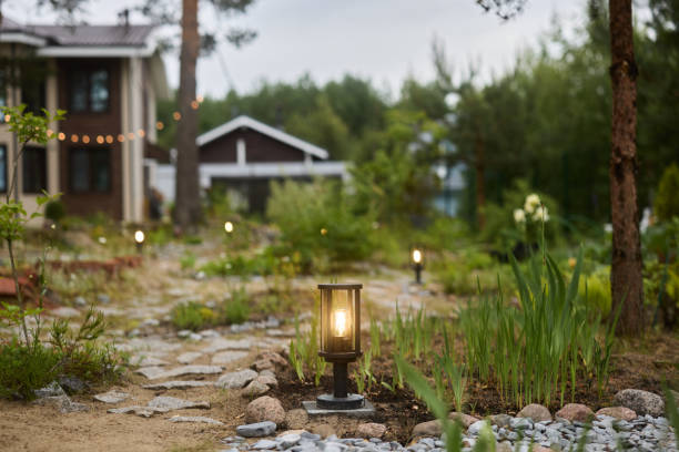 istock A Charming Outdoor Garden Pathway Adorned with Lanterns at Dusk Creating a Cozy Atmosphere 2189581357