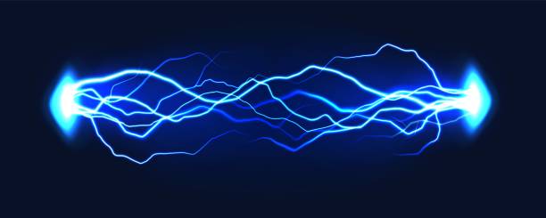 istock Electric discharge. Thunder bolts blue lightning, electric shock glowing flash effect. Power electrical energy lightning. Vector concept 2189581954