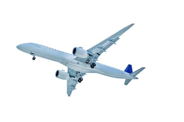 istock Airplane white and red isolated on white background with clipping path. Element for design. 2189582558