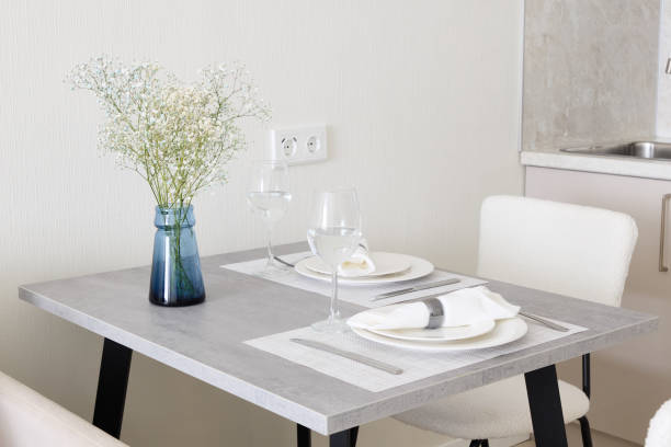 istock An Elegant and Modern Dining Table Setup that Features a Beautiful Floral Touch for Aesthetics 2189583067
