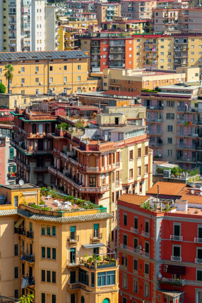 Aerial view of the architecture in downtown Naples, Italy.