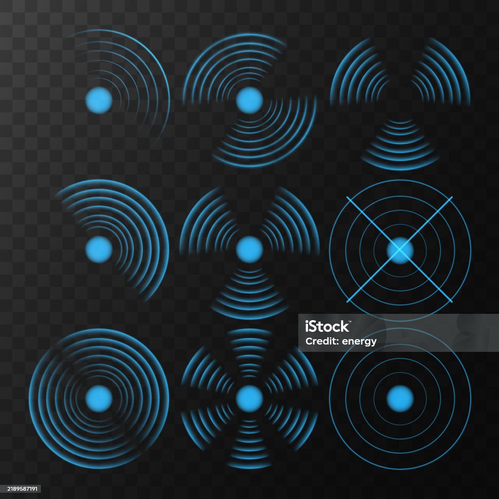Sensor Wave Visual Sensor Wave Effect Glowing Blue Radar And Sonar Signal For Wireless ...